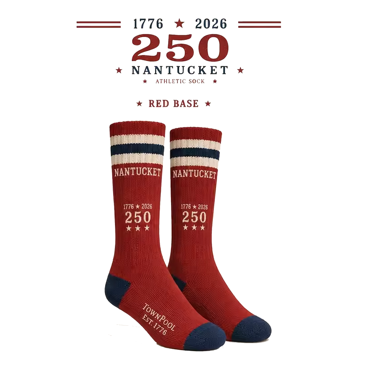 Nantucket 250 Red Athletic Socks (Red)