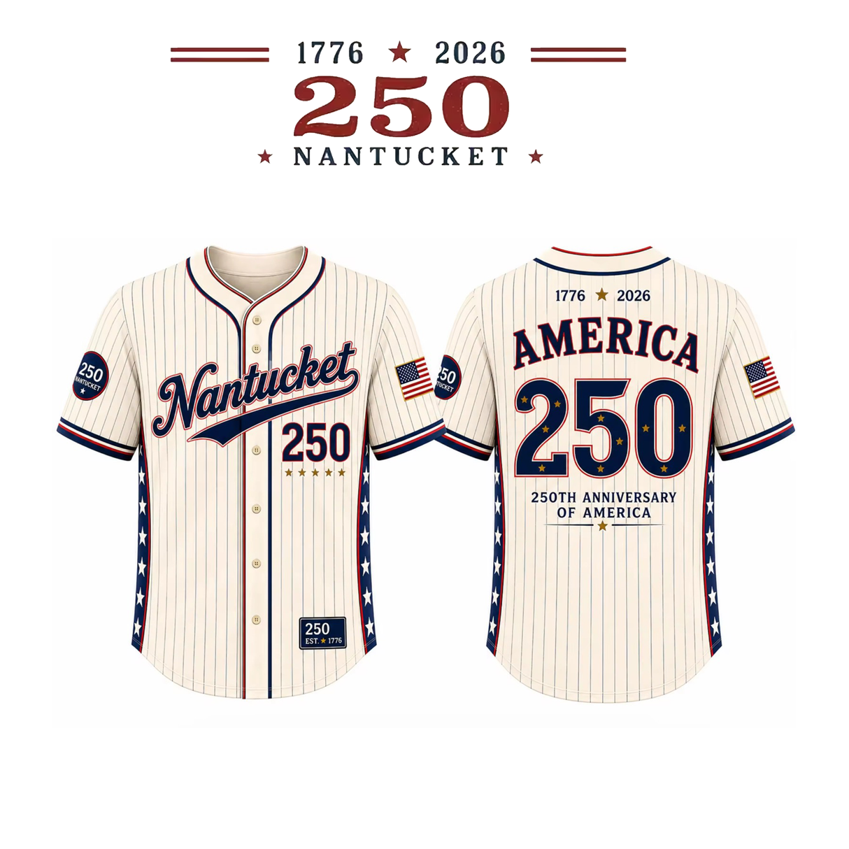 Nantucket 250 Baseball Jersey (White)