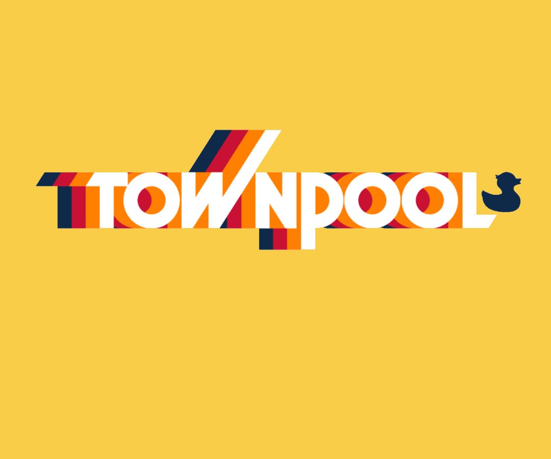 Children's TownPool Yellow Retro Short Sleeve Tee Shirt (White Townpool)