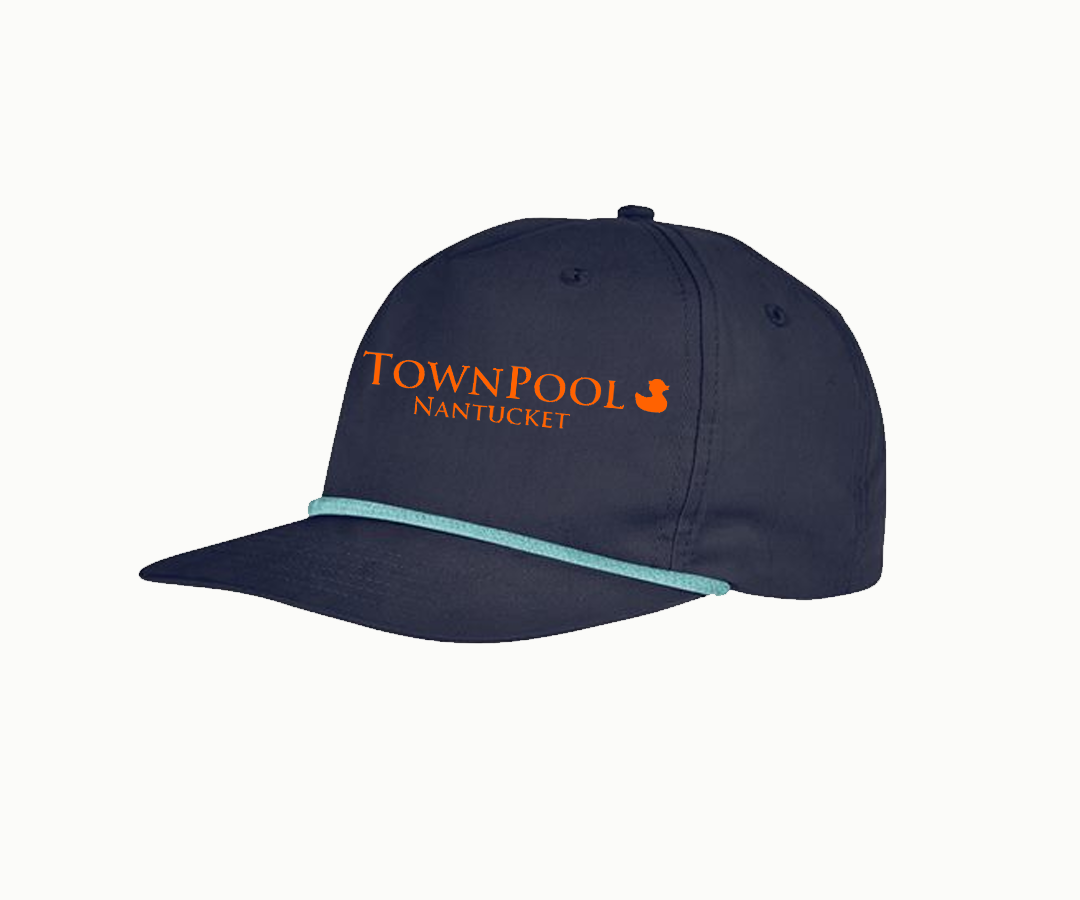 TownPool "The Charlie" Hat with Rope (Navy/Orange/ Mint Rope)