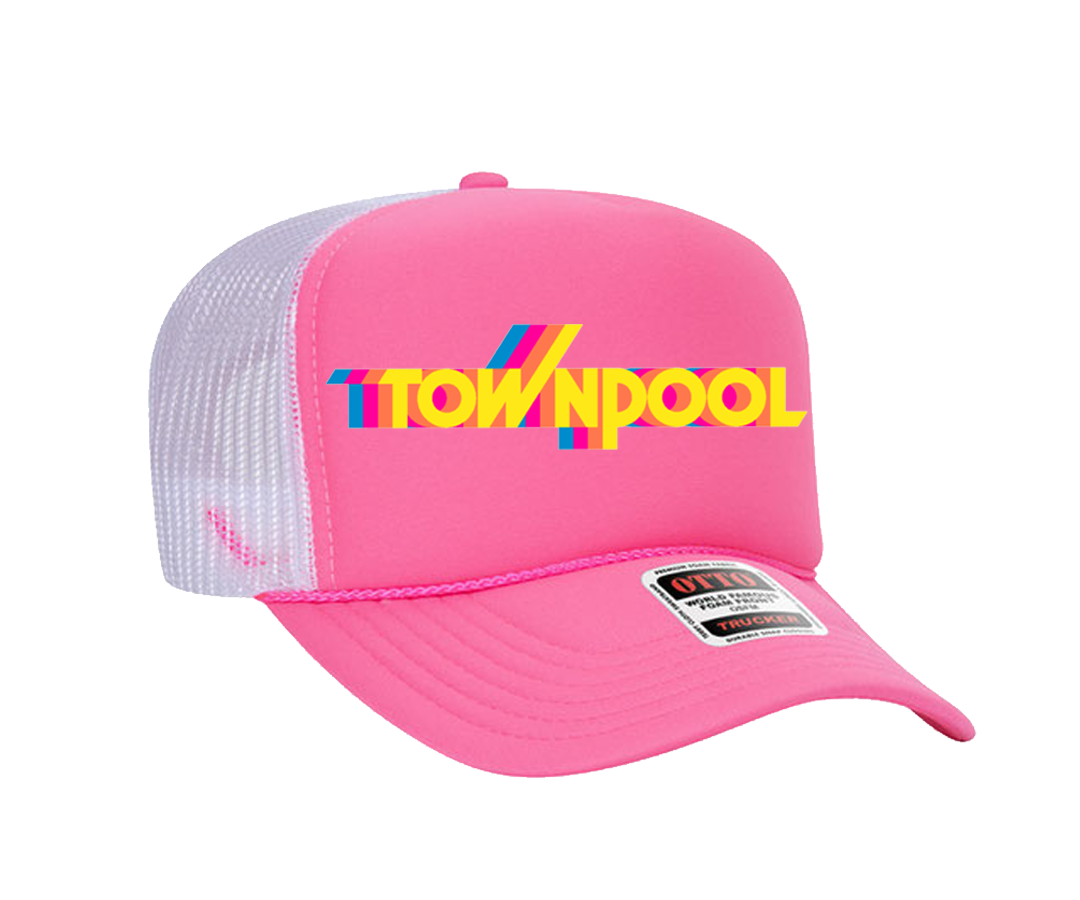 Townpool Retro Trucker Hat (Neon Pink, White)