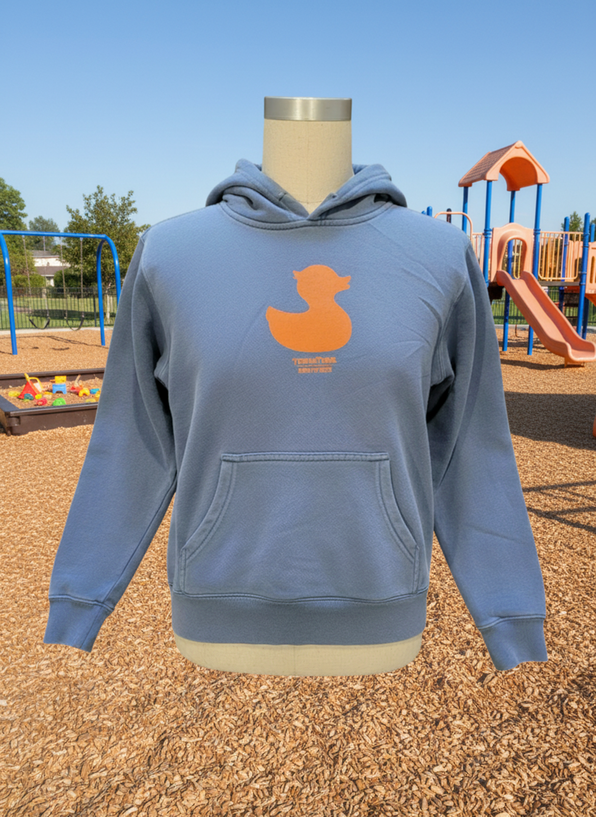 Townpool Orange Duck Blue Sweatshirt with Arm Patch (Blue, Orange)