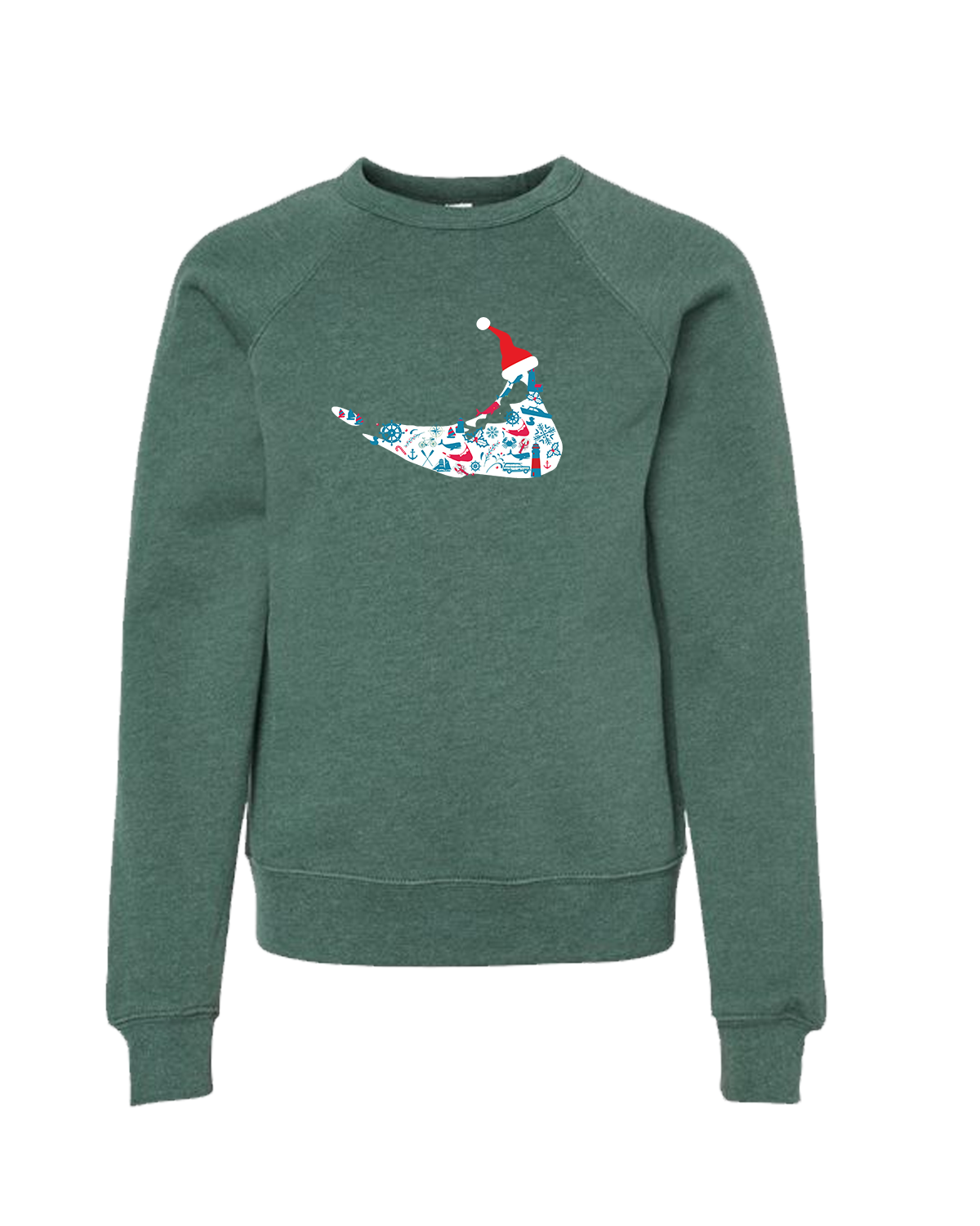 Children's Holiday Toille Crewneck (Hunter Green, White)