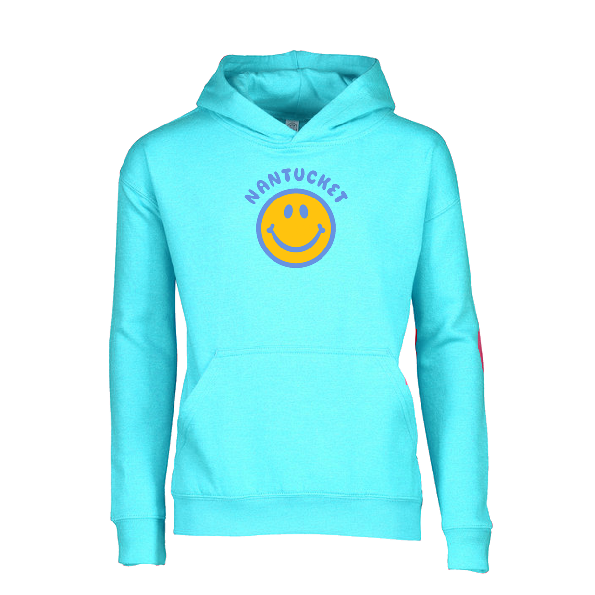 Mint Blue Happy Face Hooded Sweatshirt Youth