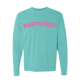 Nantucket Madaket Mint Long Sleeve Tee Shirt (Mint, Pink)