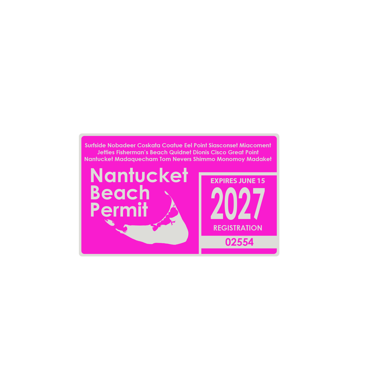 Nantucket Beach Permit Velcro Patch (Pink)