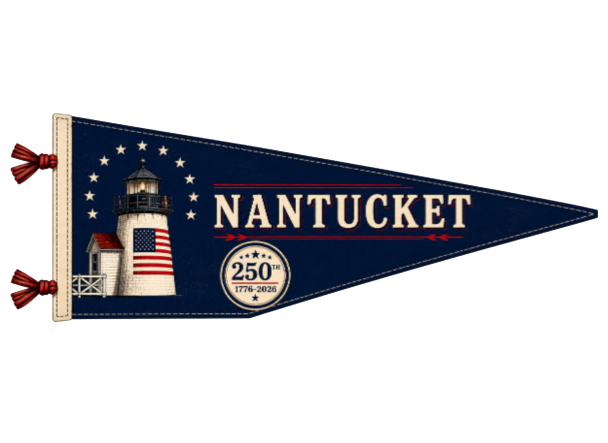 Nantucket 250th Lighthouse Pennant (Navy, Off White)