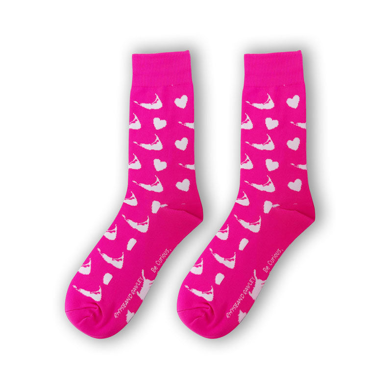 Neon Pink Nantucket Hearts Socks