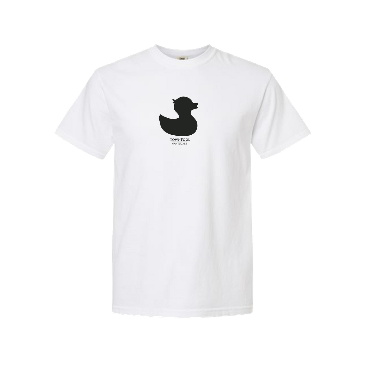 TownPool Duck Short Sleeve Tee Shirt (White, Navy)
