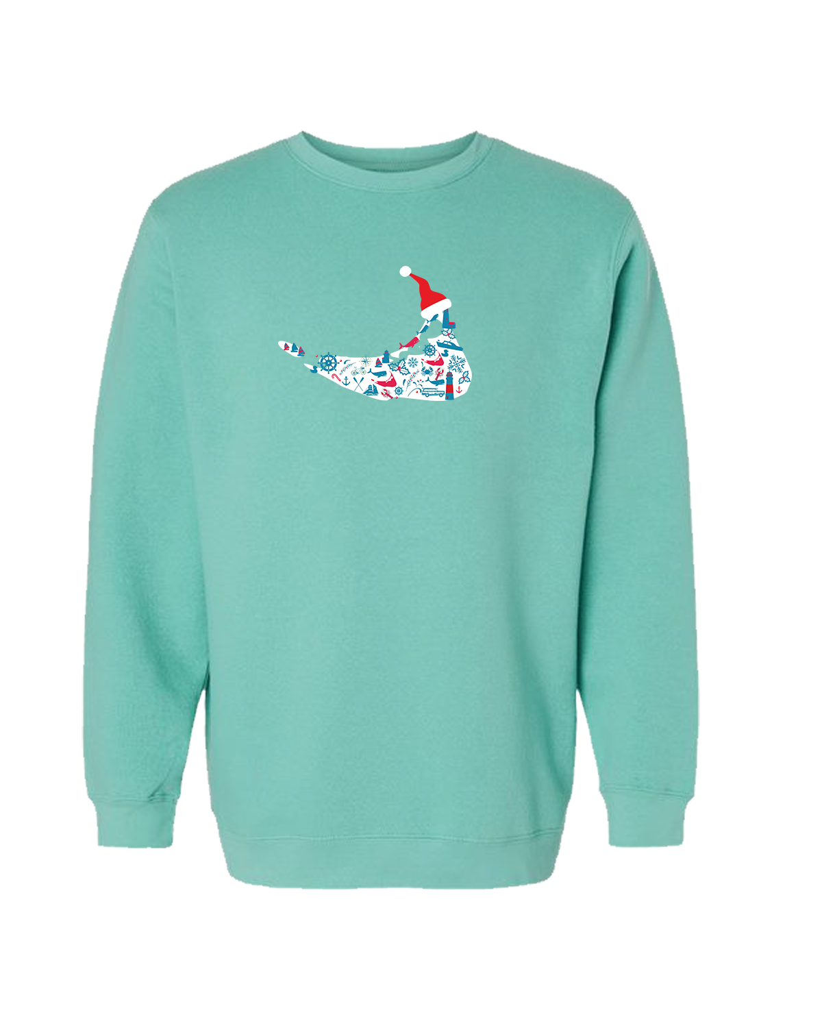 Nantucket Toille Crewneck (Seafoam, White)