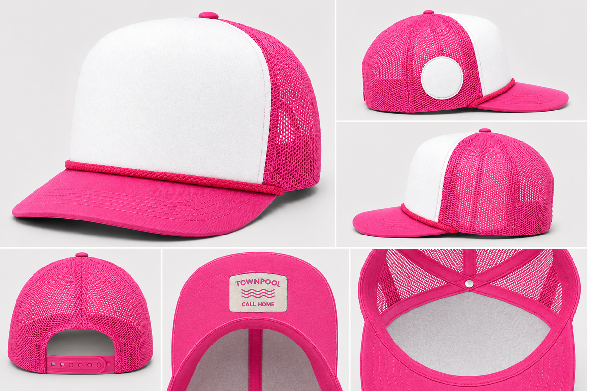 Legacy Velcro Trucker Hat (White, Pink)