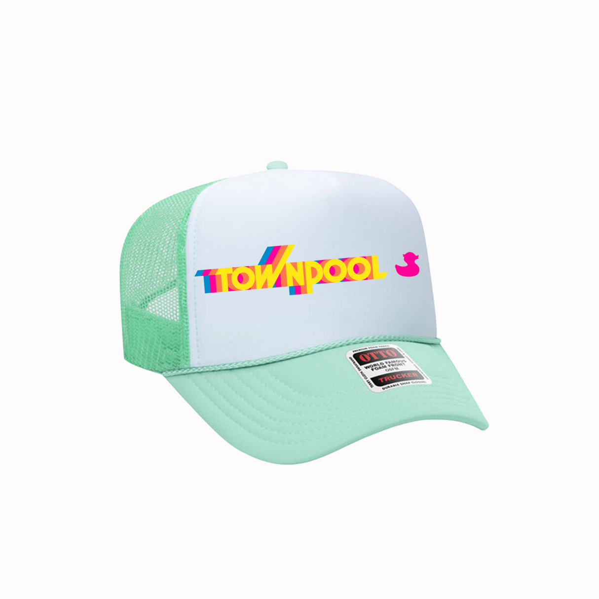 Townpool Retro Seafoam Trucker Hat with rope(White/ Seafoam)